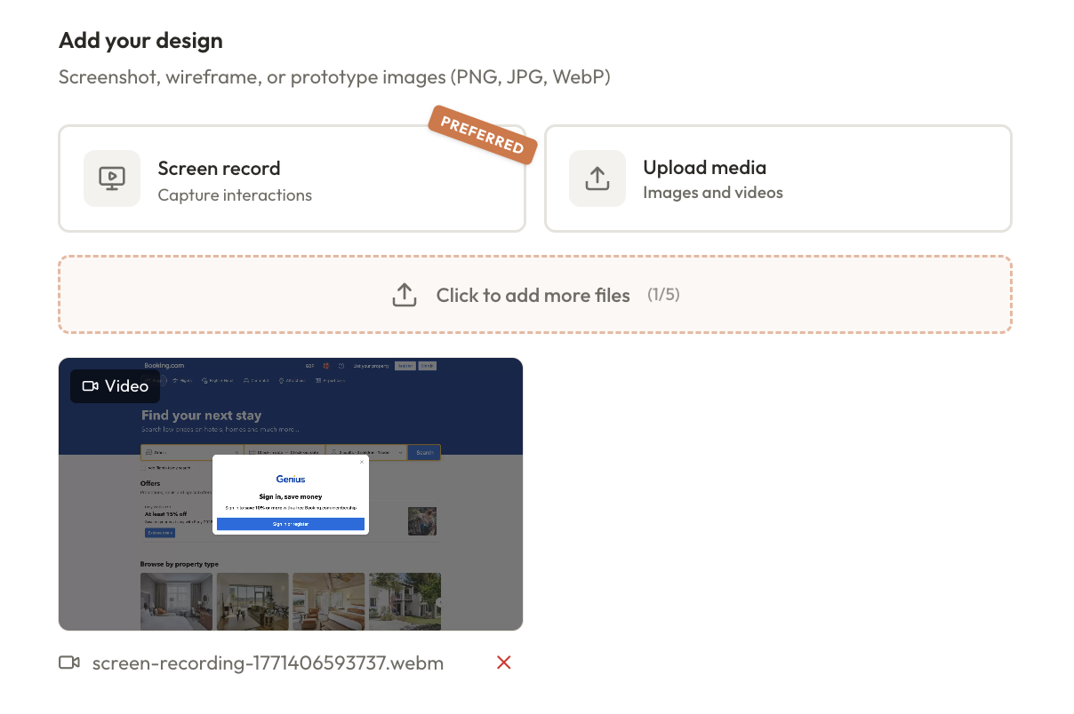 Adding a design from booking.com for testing