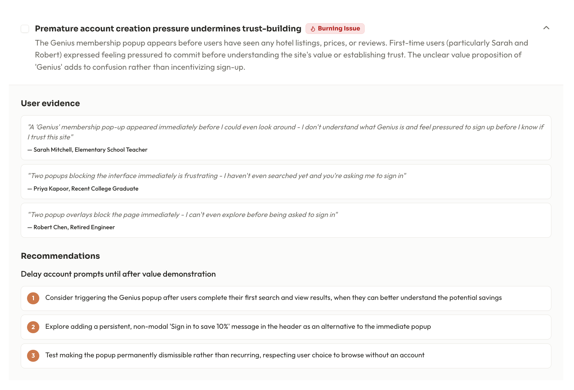 Granular findings from booking.com test